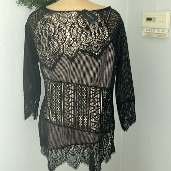 New Lane Bryant black lace blouse top size 14/16 - Picture 4 of 7